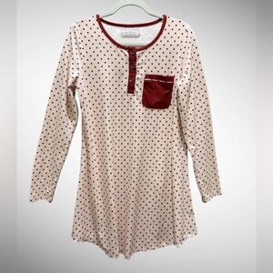 Sweet Honey Pink Polka Dot Sleep Shirt M | Nightgown Lounge Button Front